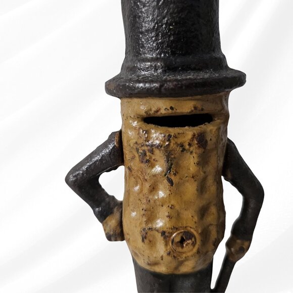 Lot of 2 Vintage Cast Iron Mr Peanut Banks 5.5 and 7.5 Tall Heavy - Picture 9 of 12